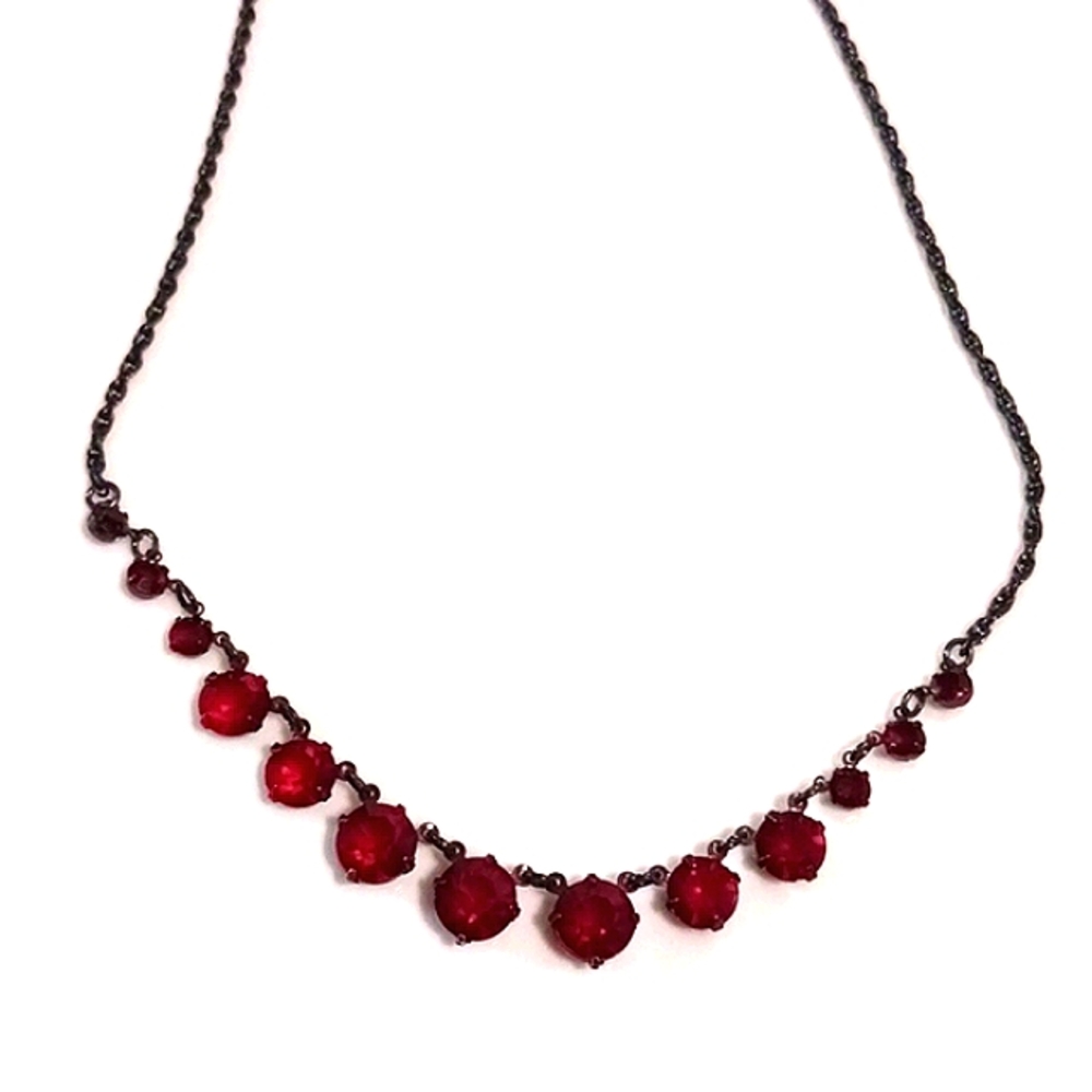 Stunning! 1928 Jewelry Vintage Red Simulated Garnet Necklace